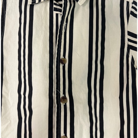 Eighty Eight Kids Black Cream Striped Button Up Short Sleeve Dress Shirt Boy 5 - Picture 2 of 5